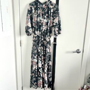 Vintage 1980s Sheer Floral Dress